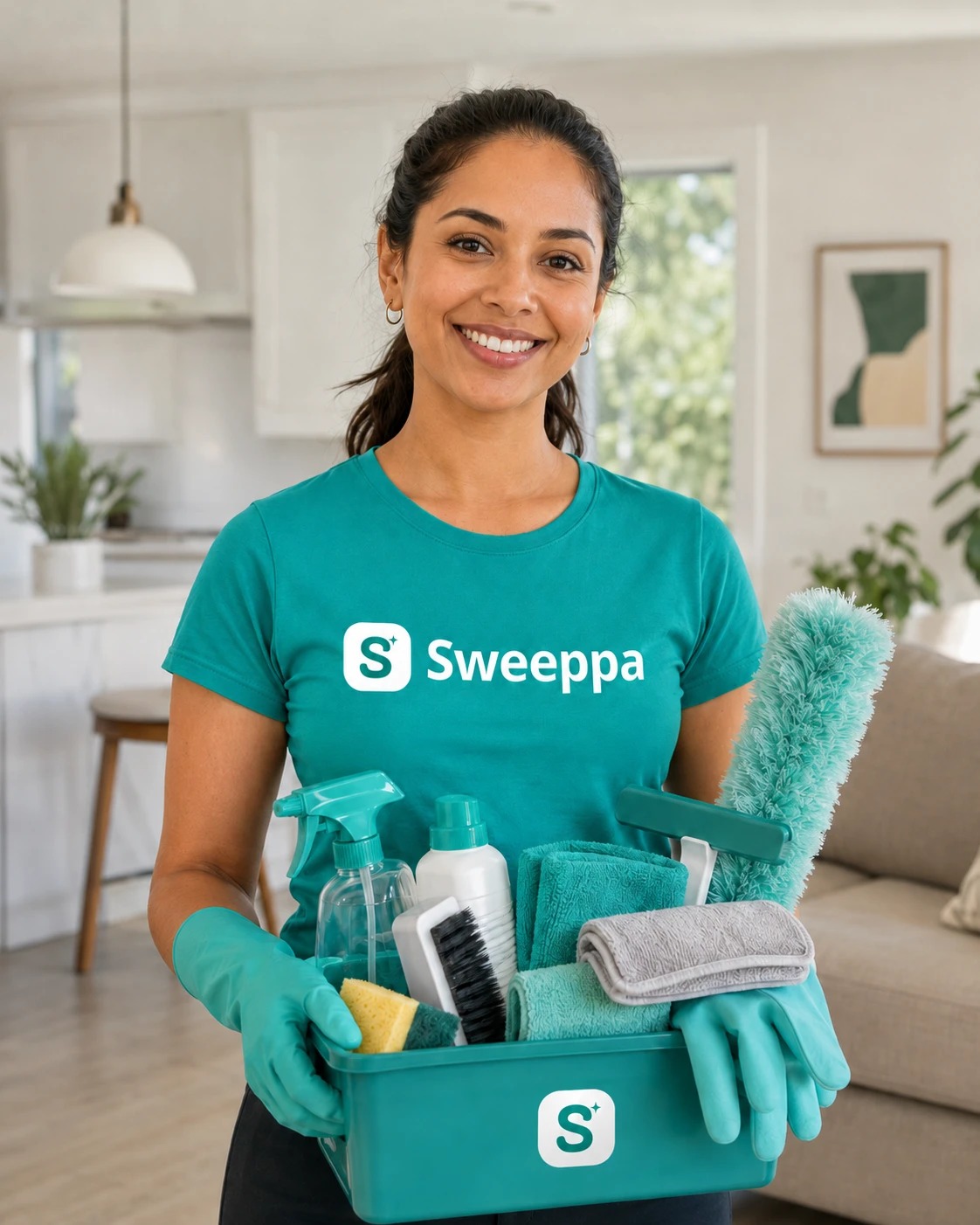 Professional vetted house cleaner ready to serve