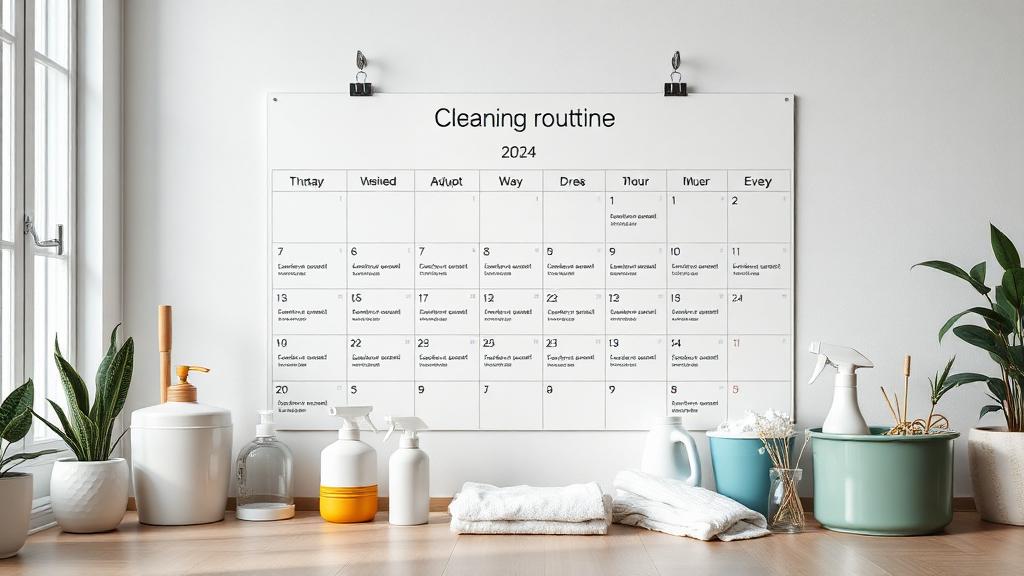 Weekly cleaning schedule planner for a busy Frisco family home