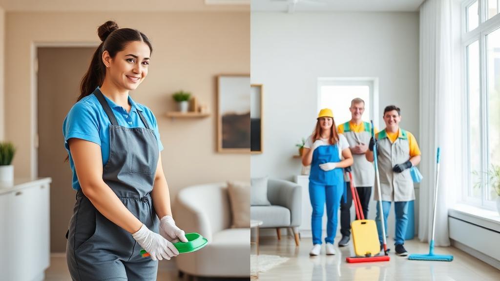 Comparison of maid service professional and cleaning company team