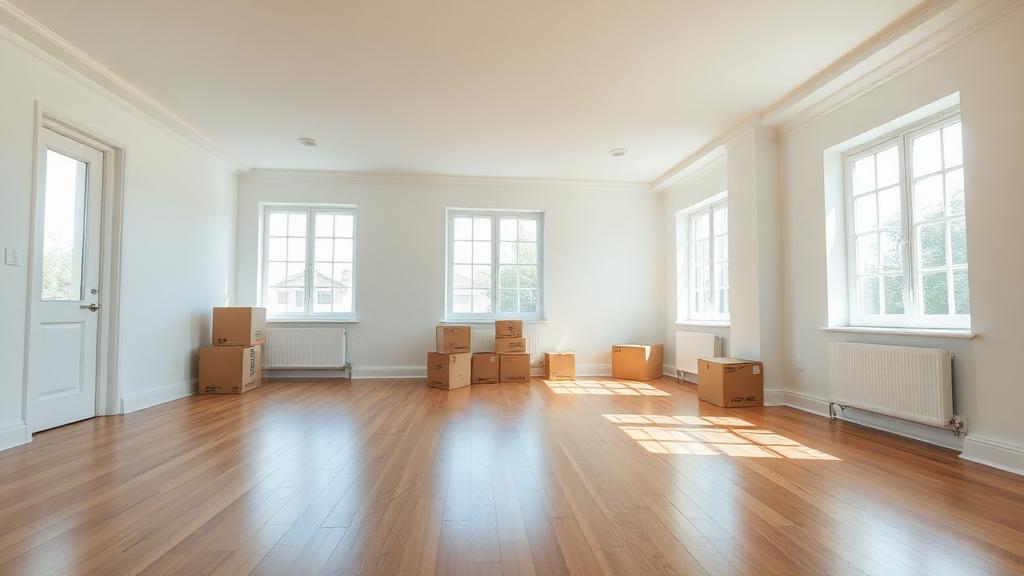 Empty, freshly cleaned rental house living room ready for a DFW move-out walk-through