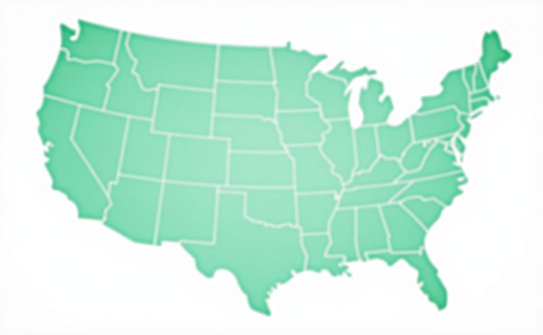 Map of the United States with state boundaries